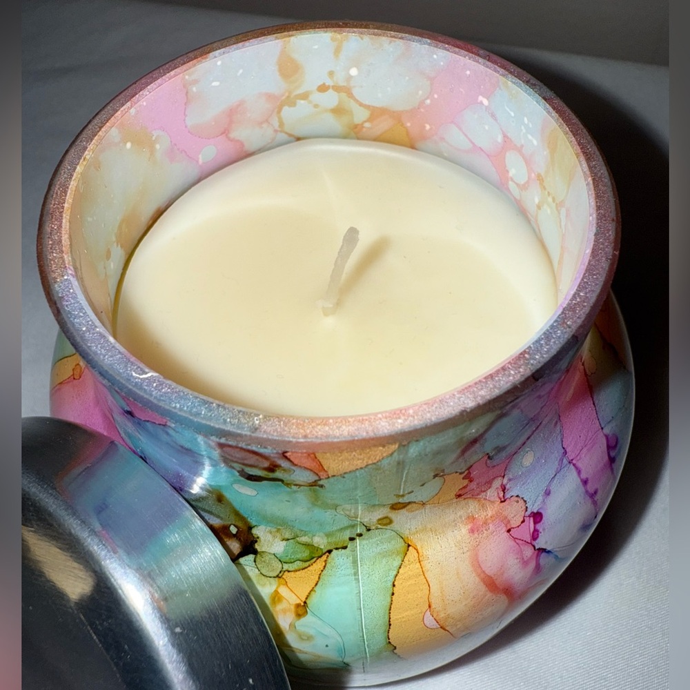 NWT Anthropologie Capri Blue Volcano 8oz Candle - Rainbow Watercolor